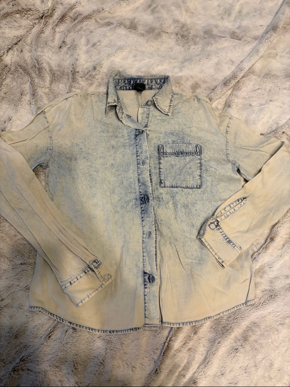wild fable Blue Acid-Wash Denim Shirt